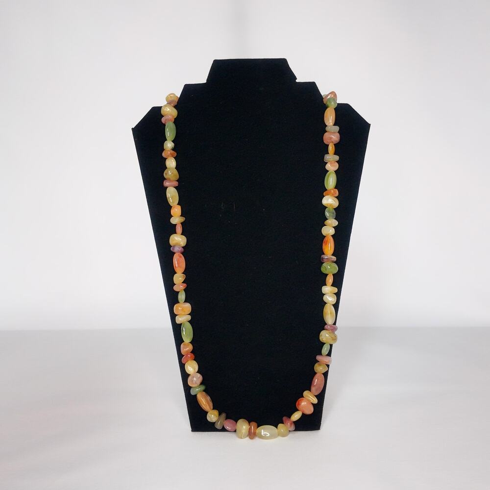 Multicolor Vintage Agate Jasper 30" Long Necklace - Picture 2 of 8